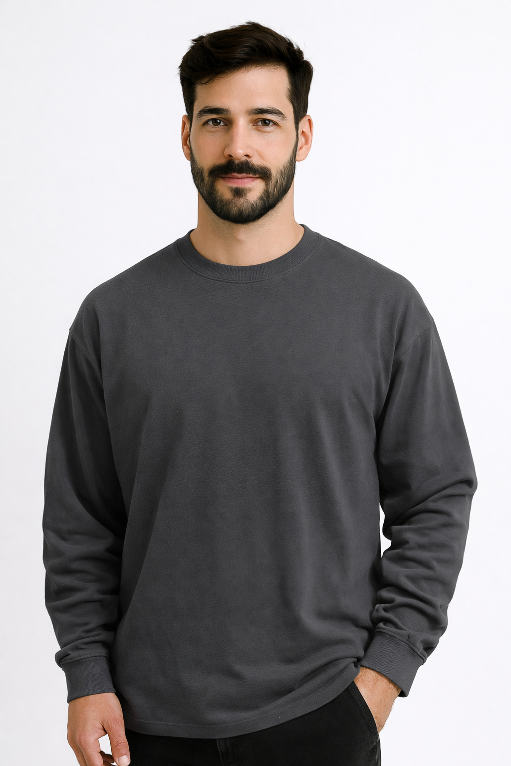 Heavyweight pure cotton long-sleeved T-shirt