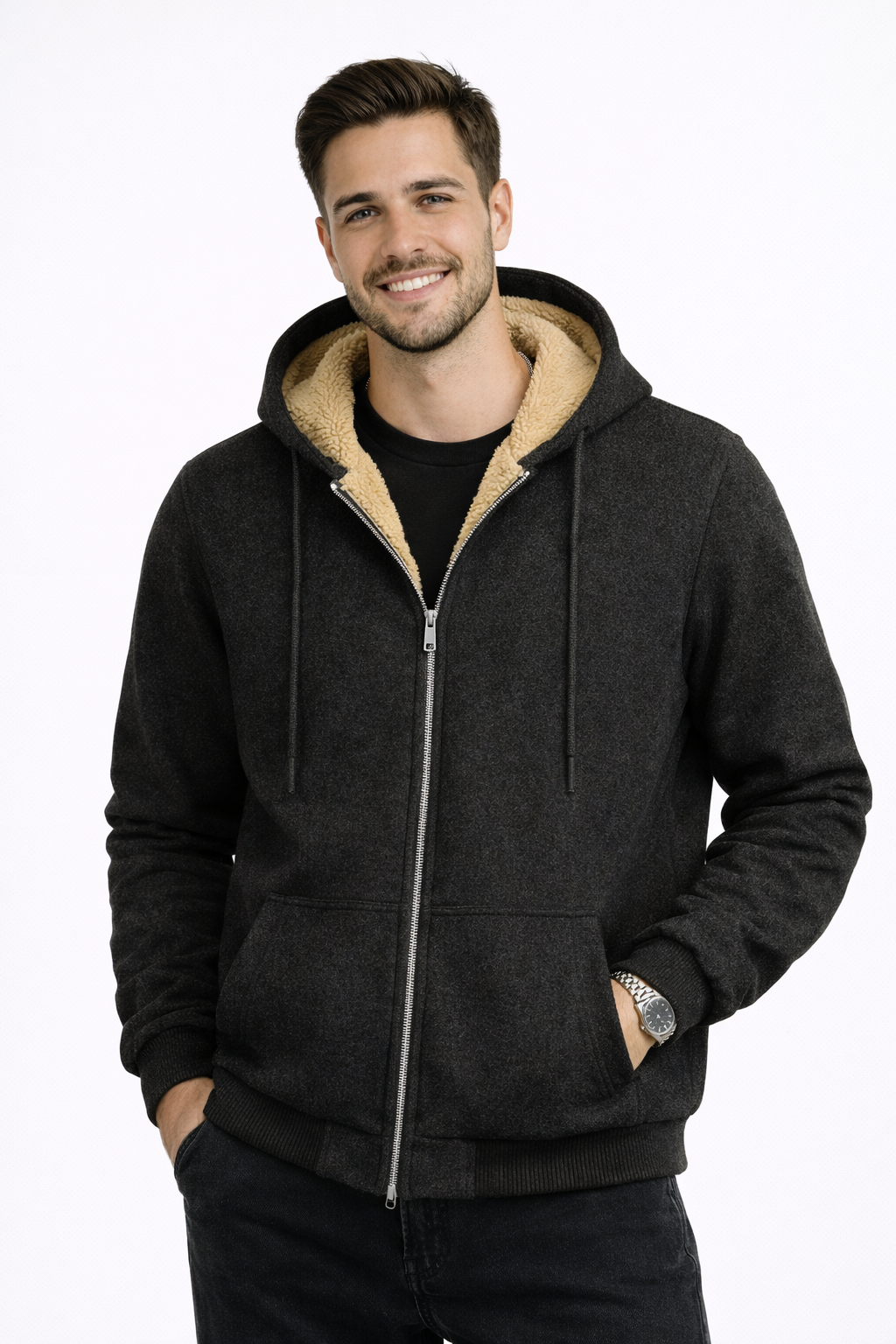 Lambswool Coat with Hood