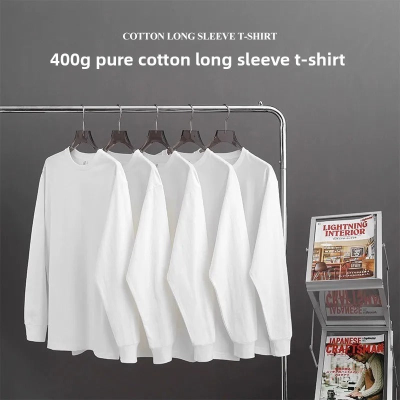 Heavyweight pure cotton long-sleeved T-shirt