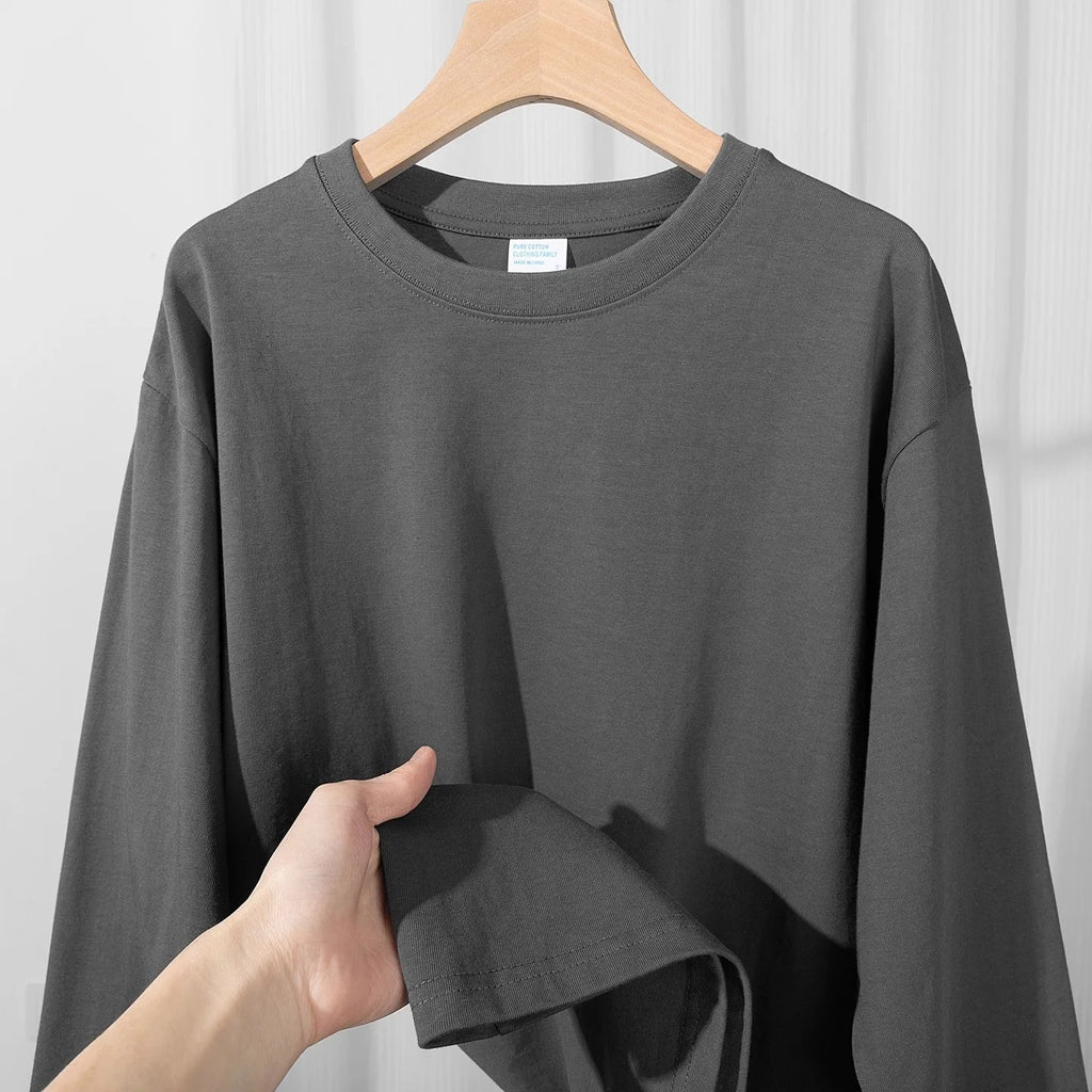 Heavyweight pure cotton long-sleeved T-shirt